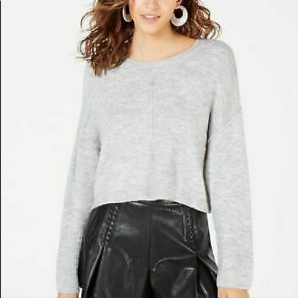 Cropped drop sleeve sweater